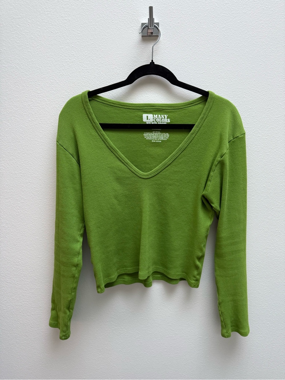 Big Bud Press Lime Green V-Neck Long Sleeve Top